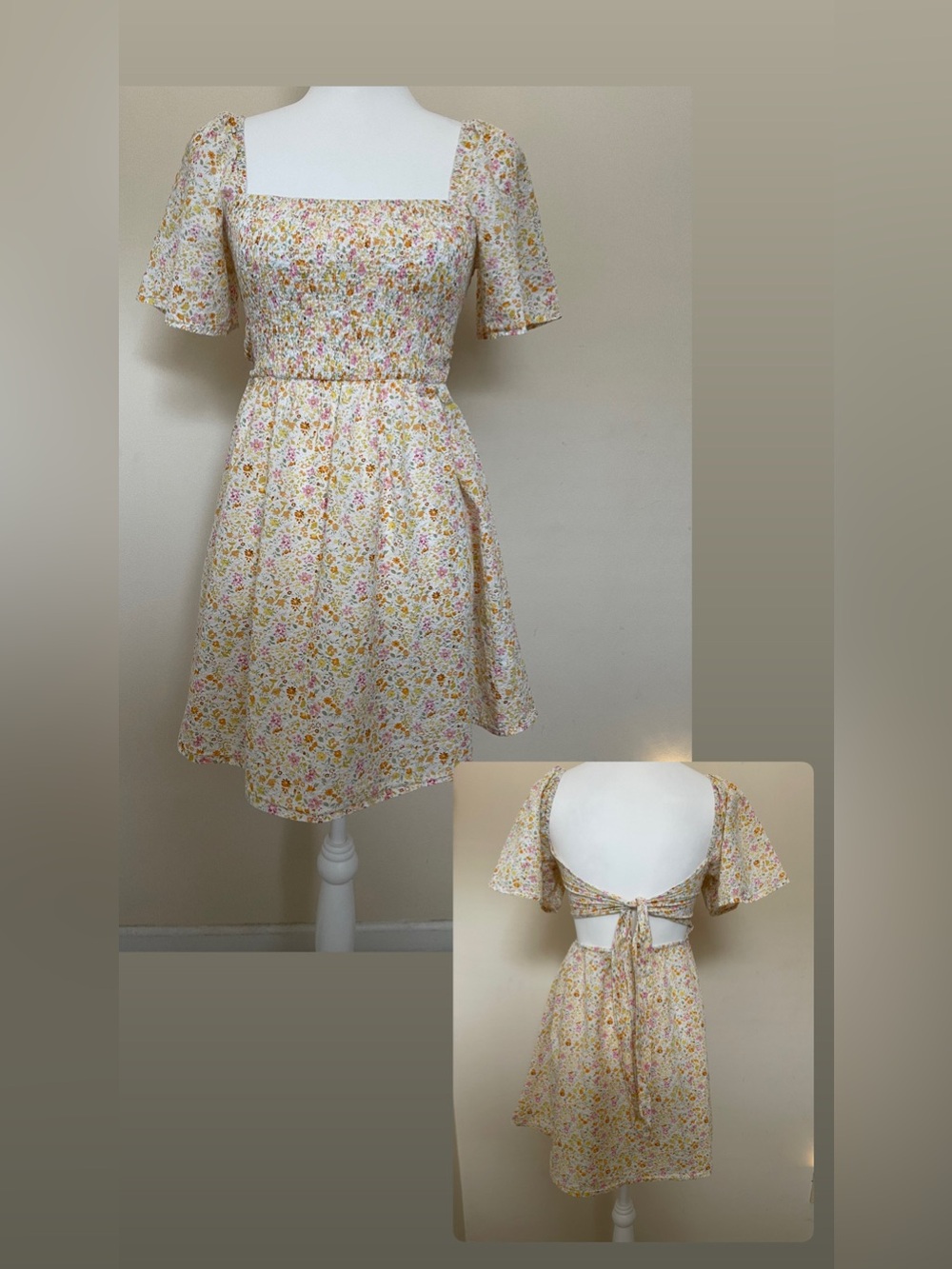 Princess Polly Summer Nights Smocked 100% Cotton Floral Mini Dress, Size 6